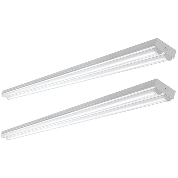 ETI LIGHTING 8 ft. Linear White LED Garage Strip Light Fixture 9000 Lumens 120V Hardwire 4000K Bright White Row Mount Option (2-Pack)