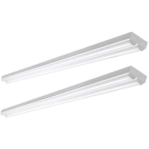 8 ft. Linear White LED Garage Strip Light Fixture 9000 Lumens 120V Hardwire 4000K Bright White Row Mount Option (2-Pack)