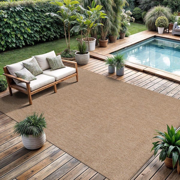 CAMILSON Easy Jute Brown 9 ft. x 12 ft. Woven Indoor Outdoor Area