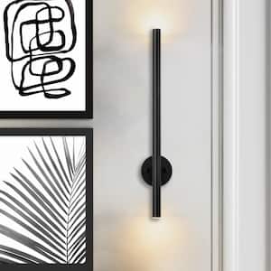 Jillian 27.6 in. 2-Light Black 3000K Dimmable Integrated LED Bathroom Vanity Light Bar Modern Industrial Wall Sconce