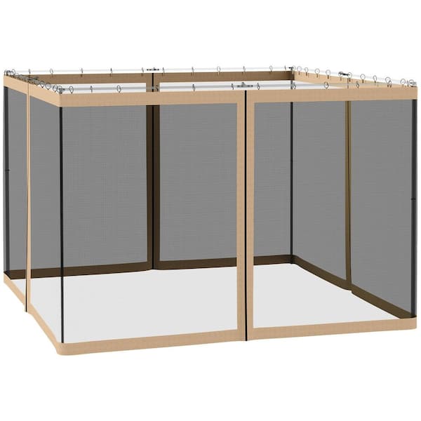 Replacement Mesh Sidewall Netting for 10 ft. x 10 ft. Gazebos and Canopy Tents with Zippers, Sidewall Only, Beige