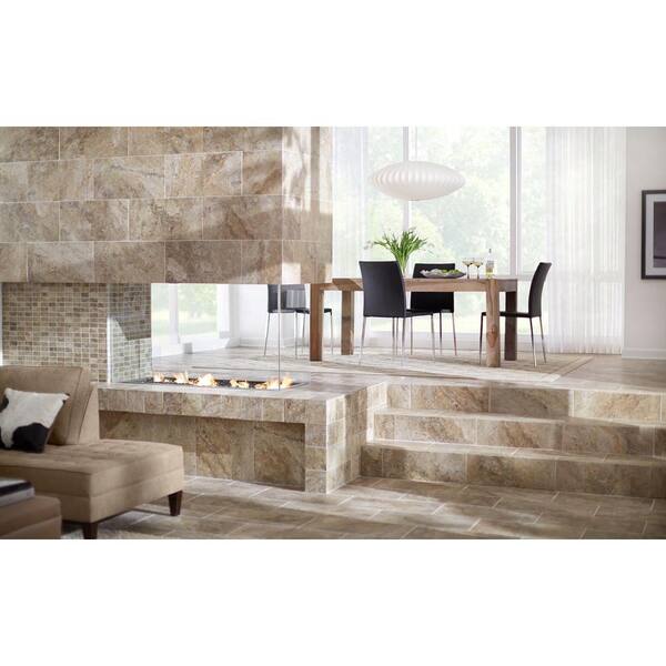Marazzi Travisano Trevi 3 in. x 12 in. Porcelain Bullnose Trim Floor and Wall Tile (0.258 sq. ft. / piece)