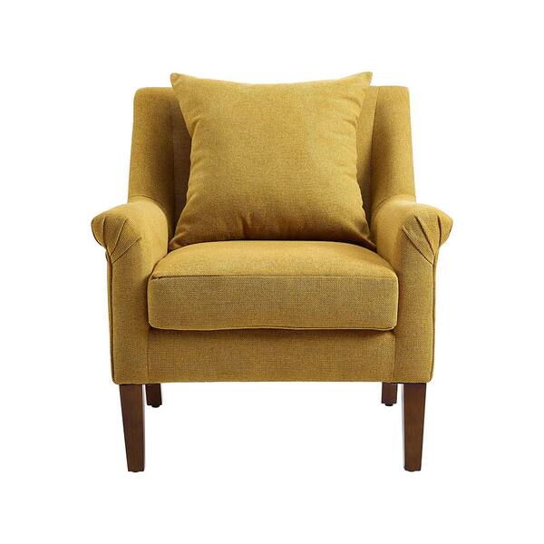 Art Leon MIA Yellow Fabric Mid Century Accent Arm Chair with