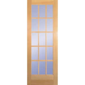 28 in. x 80 in. 28 in. Clear Pine 15-Lite French Interior Door Slab