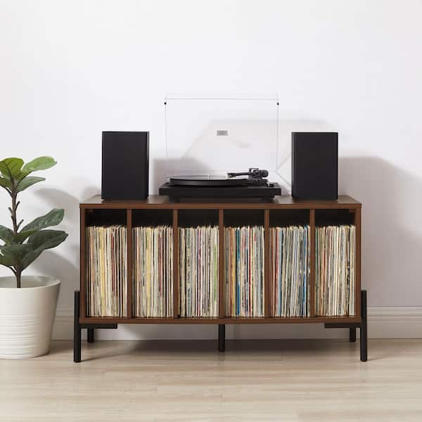 CROSLEY FURNITURE Greenwich Walnut Medium Record Storage Console