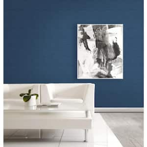 Grasscloth Effect Dark Bleu Paper Non-Pasted Strippable Wallpaper Roll (Cover 60.75 sq. ft.)