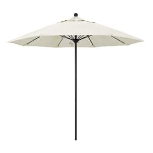 9 ft. Black Aluminum Commercial Market Patio Umbrella with Fiberglass Ribs and Push Lift in Canvas Sunbrella