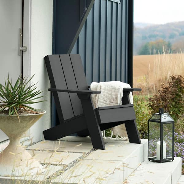 Highwood Italica Modern Recycled Plastic Black Adirondack Chair