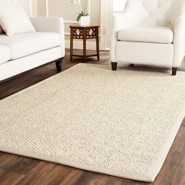Natural Fiber Marble 5 ft. x 8 ft. Border Area Rug