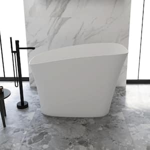 51 in. x 28.9 in. Tall Version Stone Resin Solid Surface Flatbottom Freestanding Soaking Bathtub in White