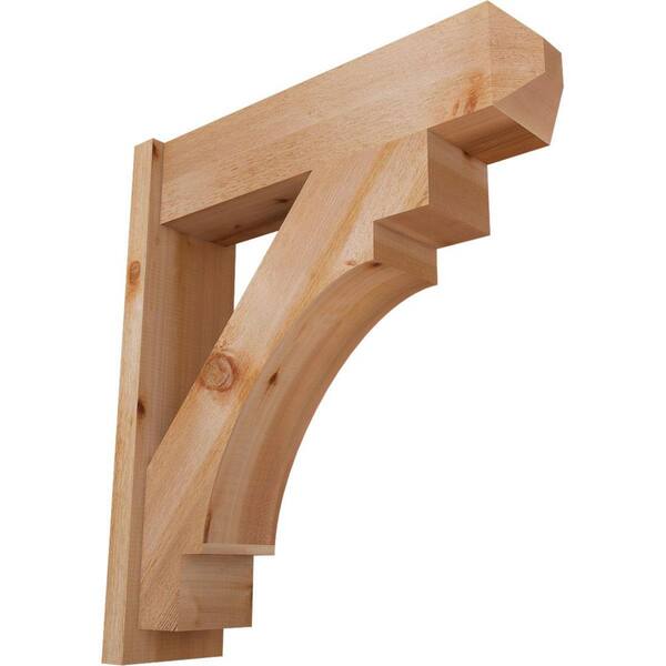 Ekena Millwork 8 in. x 34 in. x 30 in. Merced Craftsman Rough Sawn Western Red Cedar Outlooker