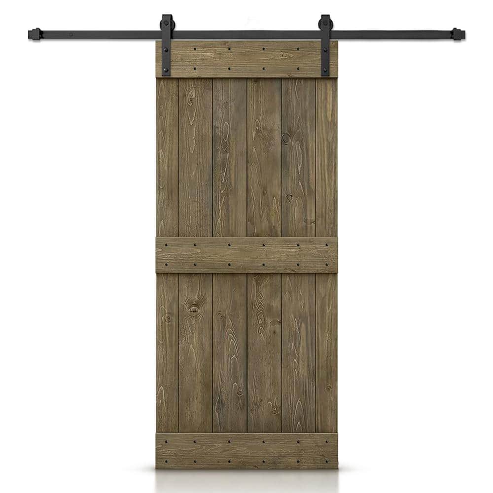 38 in. x 84 in. Mid-Bar Series Aged Barrel DIY Knotty Pine Wood Interior Sliding Barn Door with Hardware Kit price history on PriceWatchPro