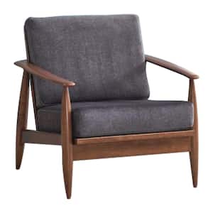 Alisa Charcoal Fabric and Brown Finish Fabric Arm Chair