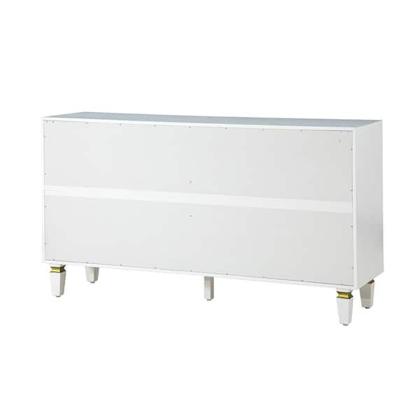 JAYDEN CREATION Beatrice White 61 in. Wide Sideboard with Solid