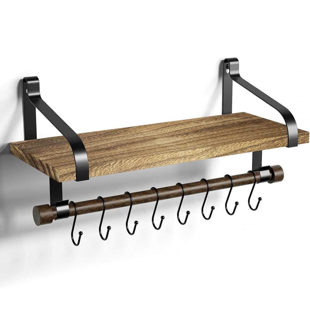 17.3 in. W x 7.36 in. D Brown Wood Floating Shelves for Wall Decor 1 Decora