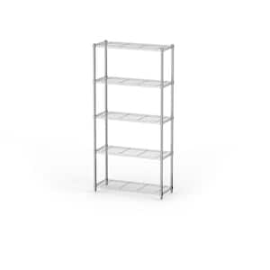 5 Tiers Steel Wire Garage Storage Shelving Unit in Chrome (36 in. W x 72 in. H x 24 in. D)