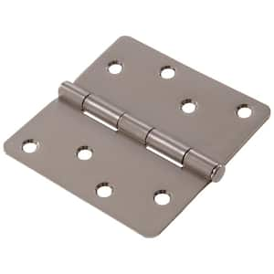 4 in. Satin Nickel Residential Door Hinge with 1/4 in. Round Corner (9-Pack)