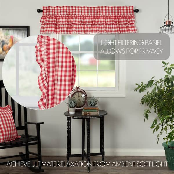 1 Panel Buffalo Check Plaid Window Valances Red and Black Farmhouse Design Window Treatment Decor Curtains Rod Pocket Valances for Kitchen/Living Room