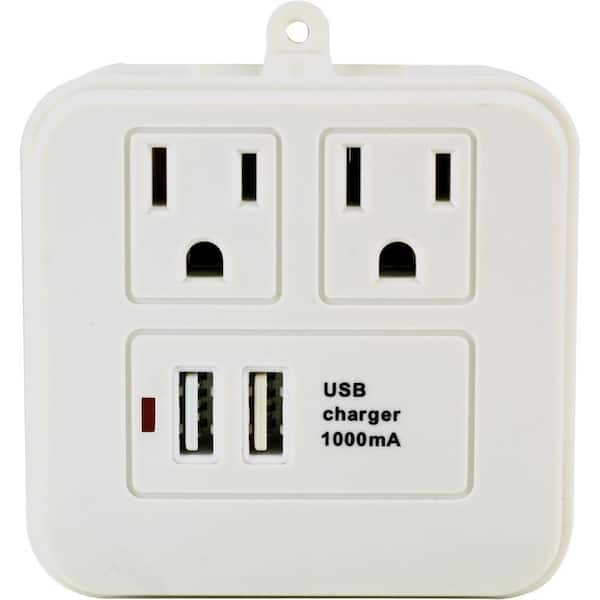 GE 2 USB/2 AC Surge Protector with Charging Shelf