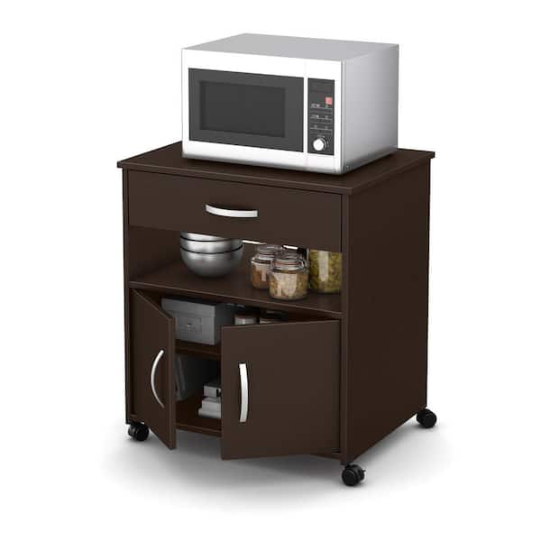 South Shore Axess Chocolate Microwave Cart With Storage 10014 The Home Depot