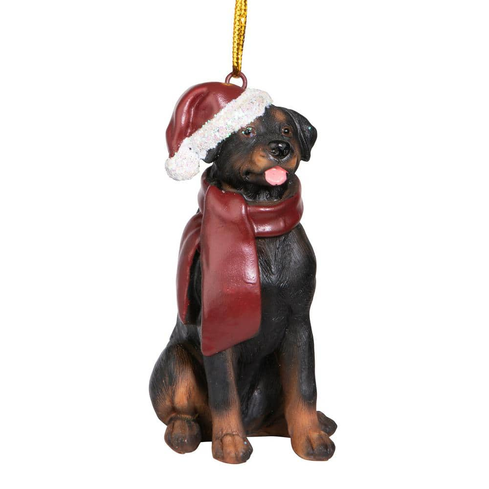 Design Toscano 3.5 in. Rottweiler Holiday Dog Ornament Sculpture