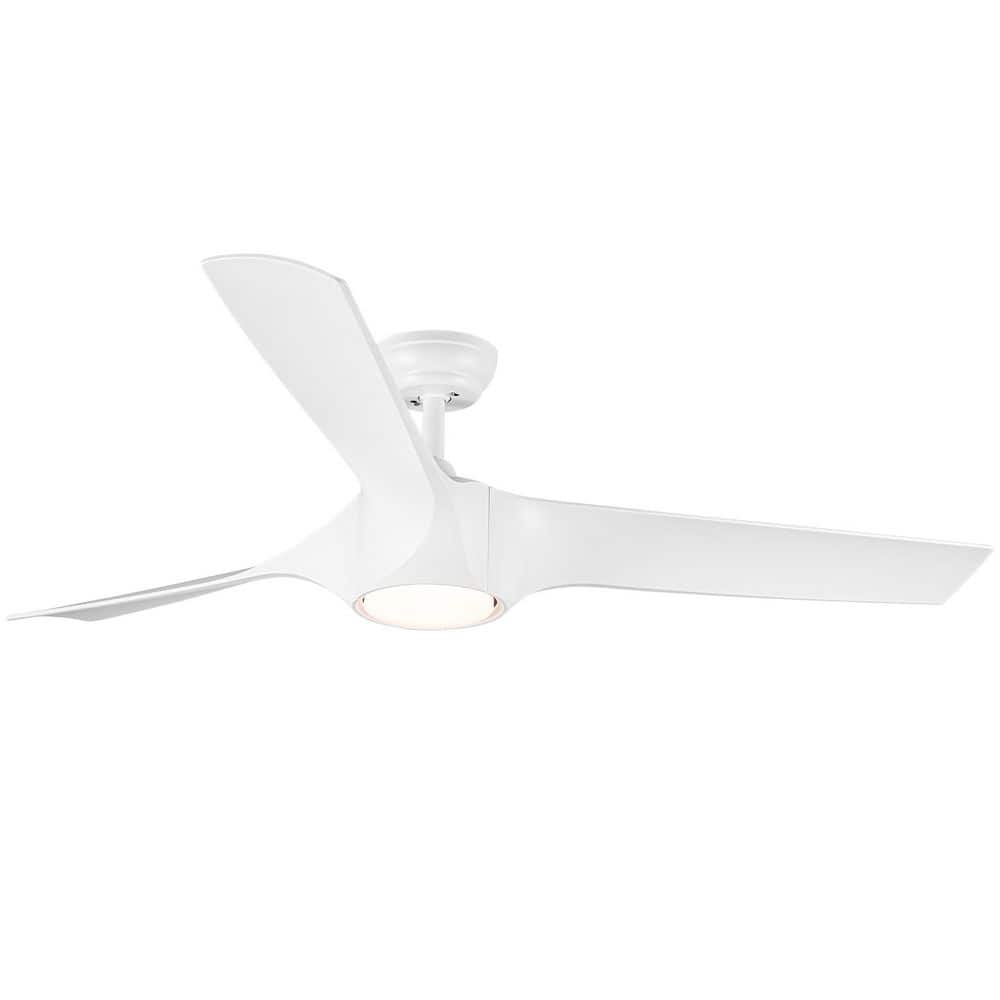 54" White and Gold Modern Ceiling Fan with LED Light and Remote