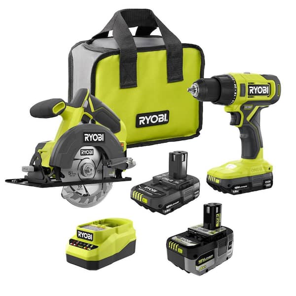 ONE+ 18V Cordless 2-Tool Combo Kit w/ Drill/Driver, Circular Saw, Batteries, Charger, & 4.0 Ah HIGH PERFORMANCE Battery