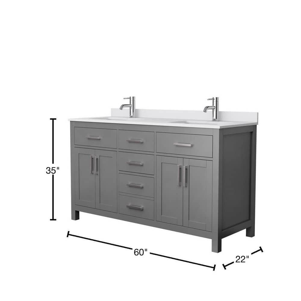 Beckett 60" Dark Gray Double Bathroom Vanity with Cultured Marble Top