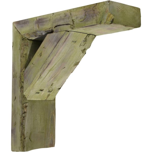 Ekena Millwork Barnwood Solid Wood Decor 3-1/2 in. W x 10 in. H x 8 in. D Restoration Green Farmhouse Bracket (Case of 2)