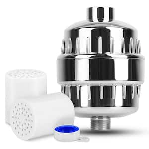 20 Stage Silver Hard Water Shower Filter with 2 Replaceable Cartridges Removing Harmful Substance Water for Family Care