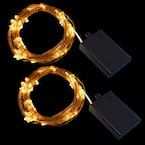 100 LED Bulbs Warm White Copper Multi-Strand Fairy String Lights Battery Operated (Set of 2)