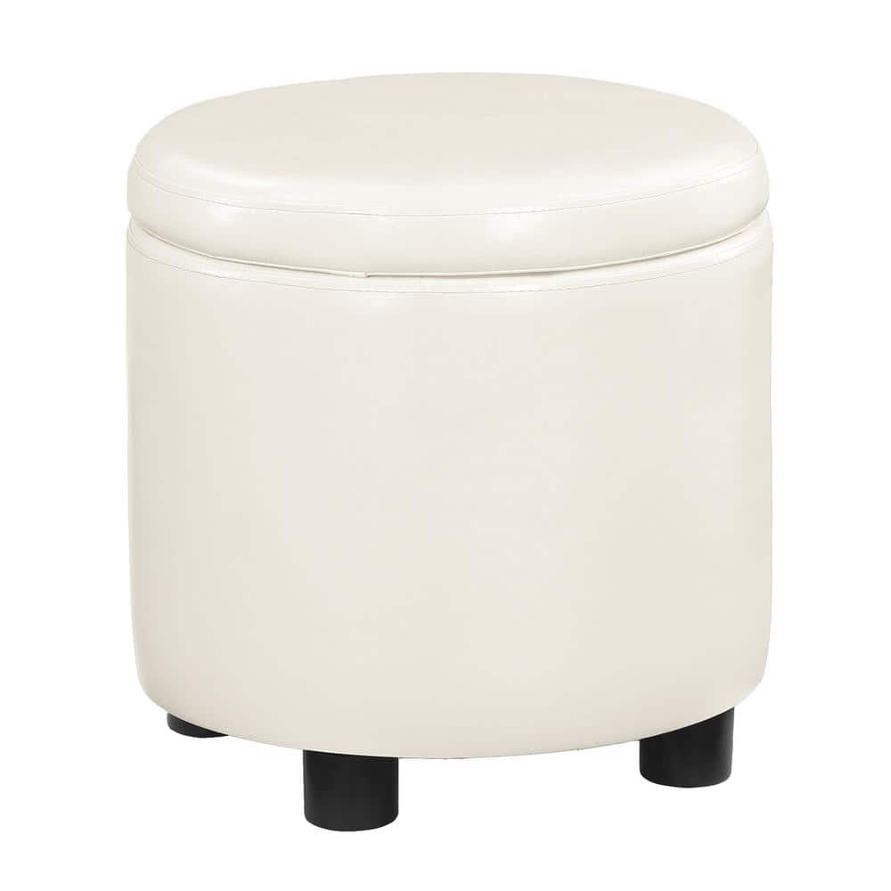 Designs4Comfort Ivory Faux Leather Accent Storage Ottoman price history on PriceWatchPro