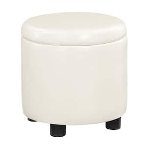 Designs4Comfort Ivory Faux Leather Accent Storage Ottoman