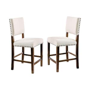 Gomti Brown Cherry Nail Head Trim Counter Height Chair (Set of 2)
