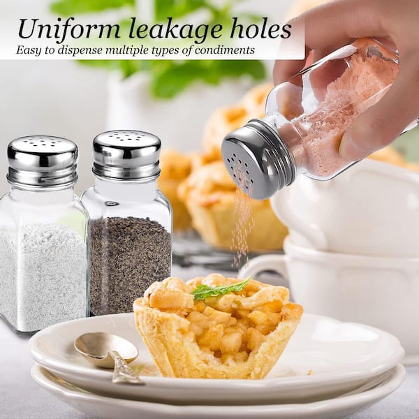 Esepony Glass Salt and Pepper Shakers Set with Stainless Lid