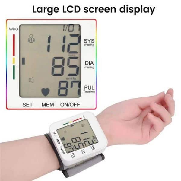 Blood Pressure Monitor Large LCD Display & Adjustable Wrist Cuff