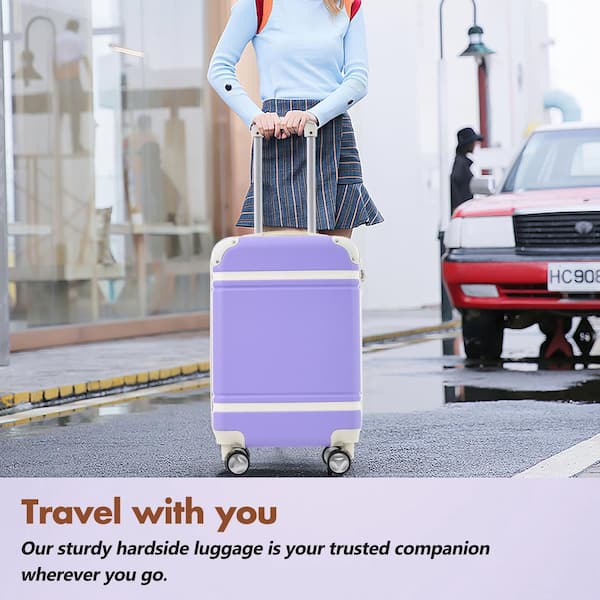 Merax 3-Piece Purple ABS Hardshell Double Spinner 24in