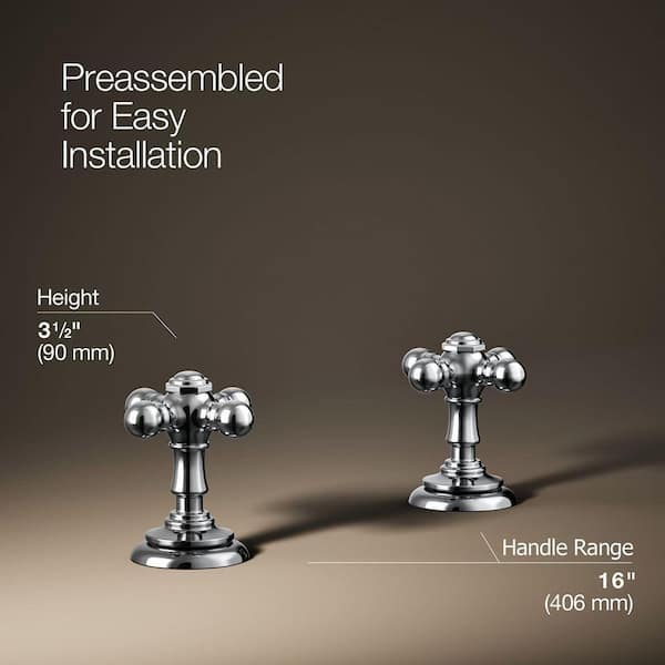 cs1689 ANKH CROSSPROCARE 4点セット KOHLER Artifacts Bathroom Sink Cross Handles, Polished Chrome K