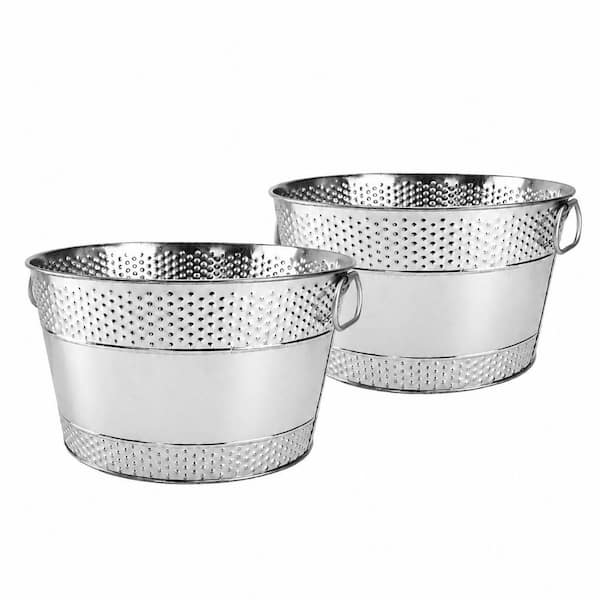 2-Pack Galvanized Metal Ice Buckets, Large Beverage Tubs for Wine Beer Champagne Parties and Outdoor
