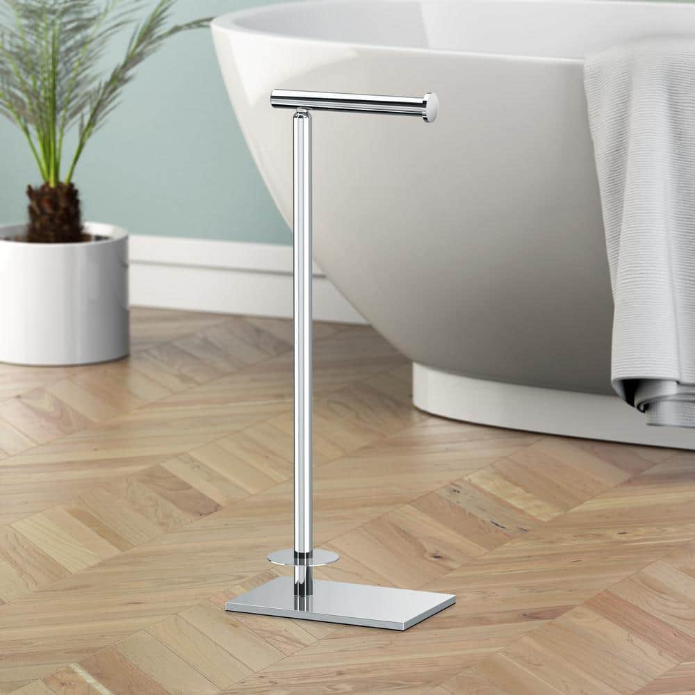 Chrome Freestanding Toilet Paper Holder with Storage