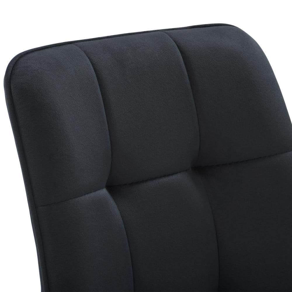 Nash Black Velvet Upholstered Side Chair with Metal Legs