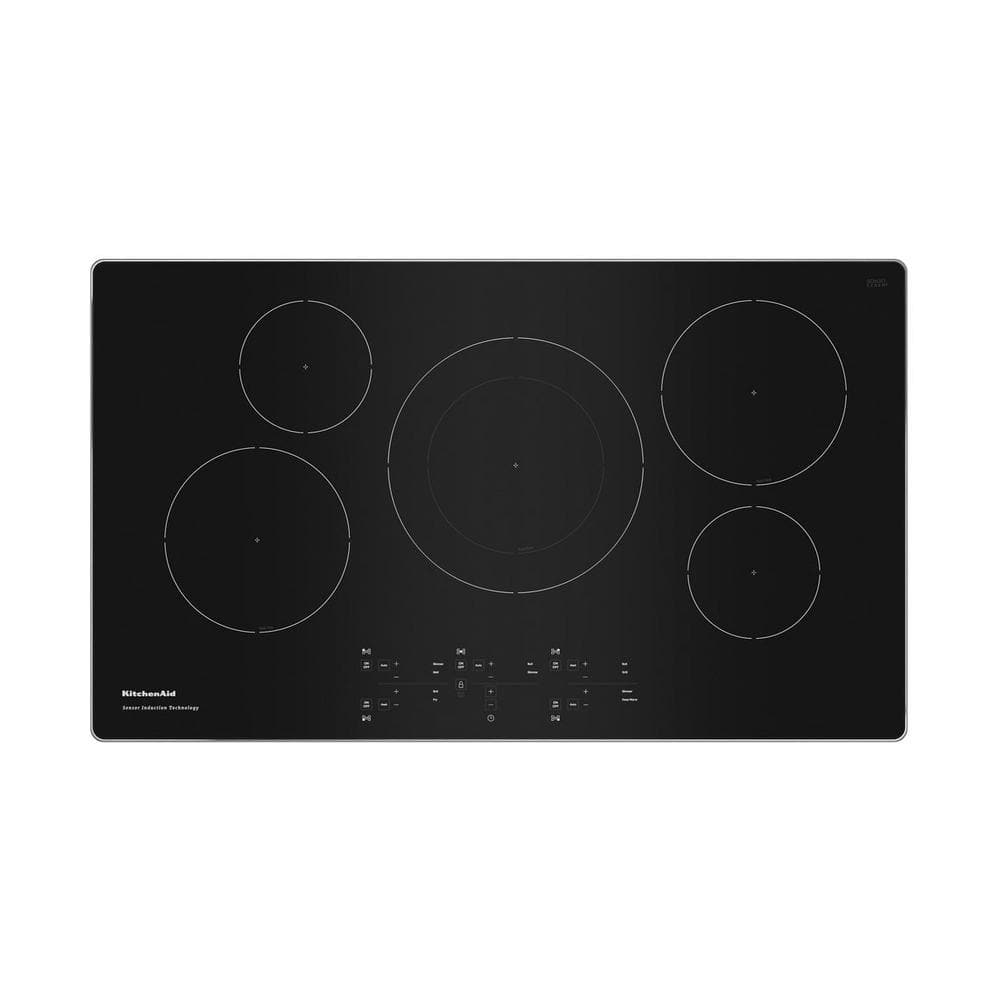 KitchenAid 36 in. Electric Induction Modular Cooktop in Black Stainless Steel with 5 Elements