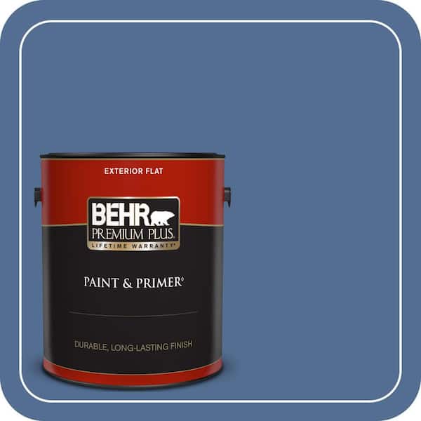 BEHR PREMIUM PLUS 1 gal. #M530-6 Charter Blue Flat Exterior Paint