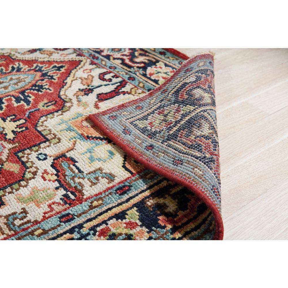 Traditional Serapi Hand-Knotted Wool Rug in Red and Navy, 9' x 12'
