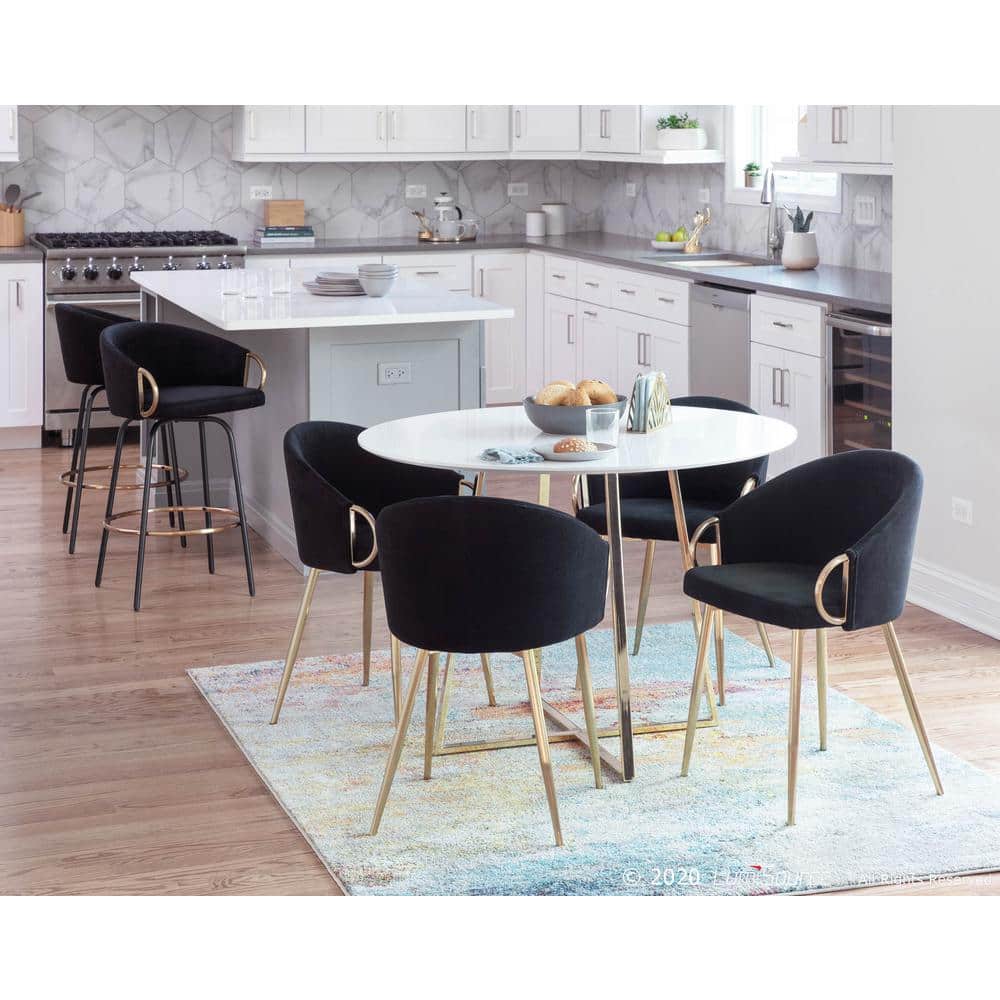Claire Black Velvet Upholstered Low Arm Chair with Gold Metal Frame