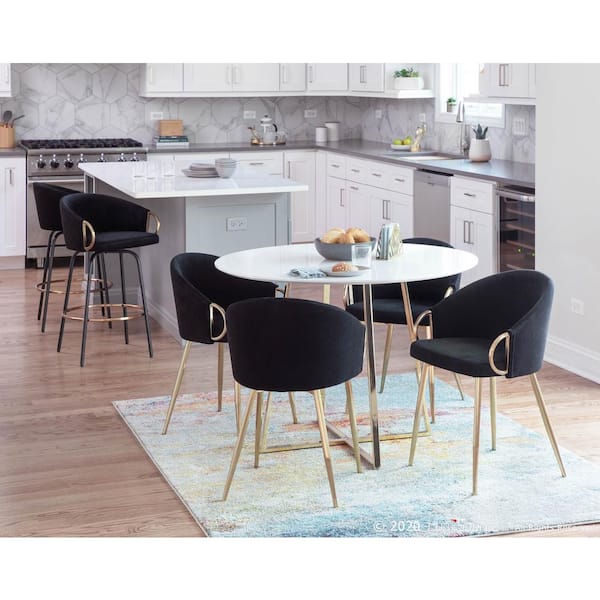 Claire Black Velvet and Gold Dining Chair