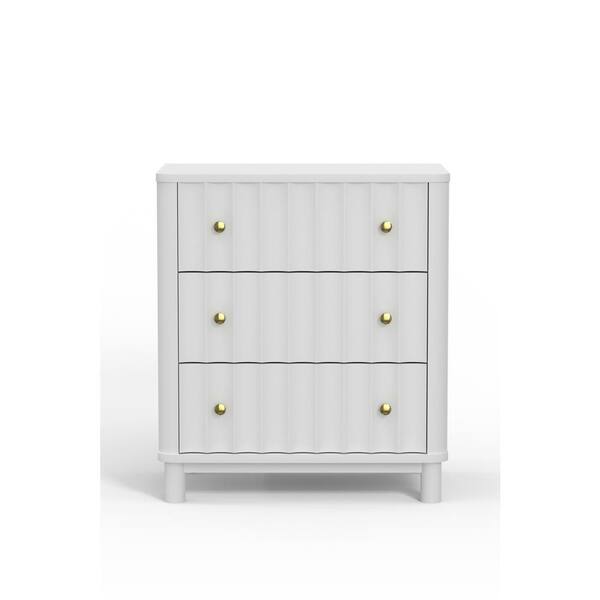 Alpine Furniture Stapleton White 3 Drawers 27.5 in. W Chest of Drawers