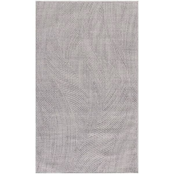 Nourison Washables Ivory Grey 3 ft. x 5 ft. Abstract Contemporary Area Rug