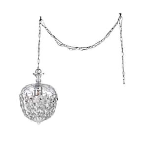 Miriam 8 in. Chrome Indoor Crystal Swag Chandelier with Shade