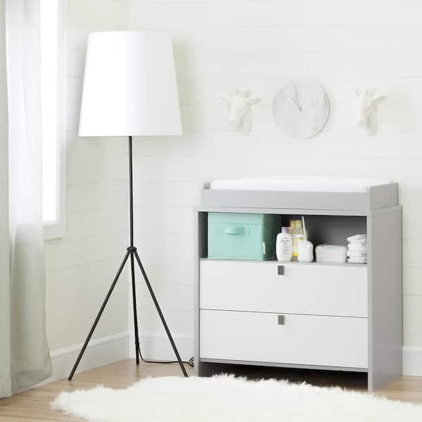 South Shore Cookie 2-Drawer Soft Gray and Pure White Changing Table